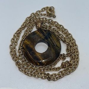 Tigers Eye Circle On Gold Avon Chain